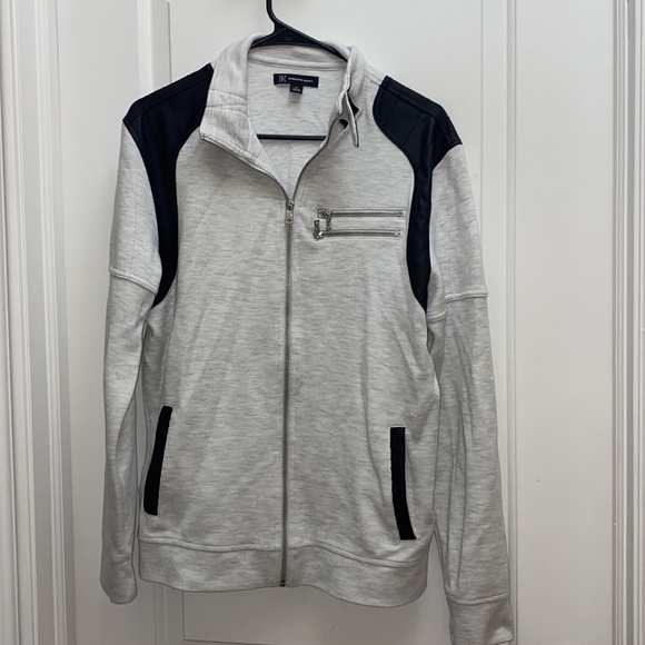 INC international concepts grey black zip up sweatshirt light jacket size medium - Picture 3 of 9